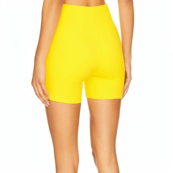 New Gigi C Mila Snakeskin High Waist Bike Shorts XL Bright Yellow - Picture 5 of 6